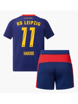 Billige RB Leipzig Conrad Harder #11 Bortedraktsett Barn 2025-26 Kortermet (+ Korte bukser)